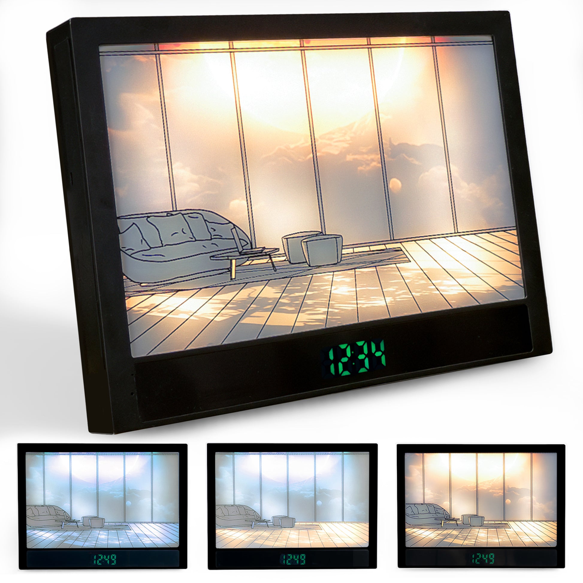 Light Up Painting Digital Clock– 3 Color Mode & Adjustable Brightness with Remote Control | Rechargeable & Battery-Powered - Leafre