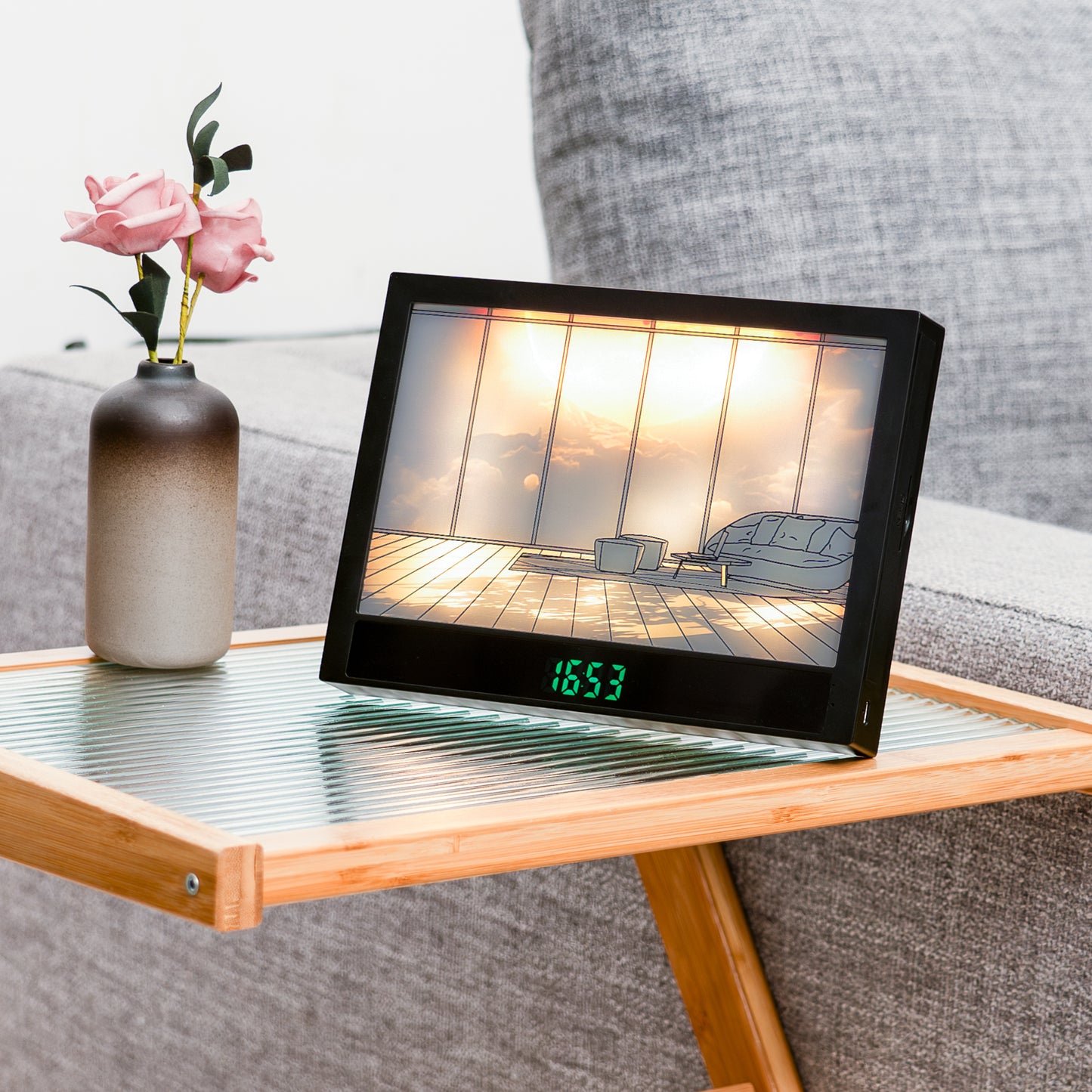 Light Up Painting Digital Clock– 3 Color Mode & Adjustable Brightness with Remote Control | Rechargeable & Battery-Powered - Leafre